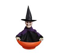 Uonguon Support de bol à bonbons d'Halloween | Distributeur de bonbons de sorcière animé avec sons criants, lumières LED et couvercle mobile pour fêtes effrayantes, trucs ou traitements, décoration de