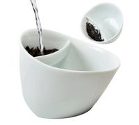 Uonguon Tea Infuser - Tilted Split Funny Table Decor, Ceramic Mug Tea Brewer Cup with Design, Reusable Beverage Steeping Accessory, Decorative Drinkware Accent for Coffee Water Milk Drinking