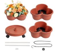 Uonguon Vertical Planter Tower, 3 Tier Planter with Removable Wheels, 12.4x5.31 inches Tiered Garden for Flowers, Vegetables, Strawberries, Indoor Kitchen Garden, Patio and Balcony