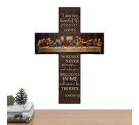 Uonguon Wall Supper Wood Sign - Wooden Faith Sculpture, Vintage Religious Wall Art with Exquisite Hand-Carved Texture, Scripture Ornament, Spiritual Room Decor, Christian Home Gift for Sacred Living