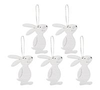 Uonguon Wood Easter Bunny Ornaments - 5-Piece Rabbit Pendant Set, Unfinished Wooden Craft Tags with Natural Twine Hangers, Rustic Farmhouse Festive Decoration, Labels for Festival Decor Supplies