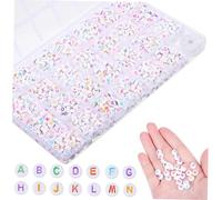 Uonlytech 1 boîte Boîte de Perles Alphabet Colorées avec Fil Élastique pour Bracelets Amitié DIY Perles Lettres pour Collier et Création Bijoux