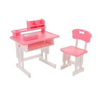 Uonlytech 1 Ensemble Bureau et Chaise d'école Miniatures : Ensemble Bureau et Chaise d'école pour Maison de poupée - boîte à Crayons Miniature pour Salle de Classe, Meubles de poupée