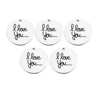 Uonlytech 1 Jeu Pendentif Acier Inoxydable Avec Imprimé Lettre Love You De Breloques Diy Pour Colliers Bracelets Et Artisanat 5 Pièces