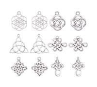 Uonlytech 1 Jeu Pendentifs Vintage De Décorations Chinoises Noeud Pour Diy Accessoires De Bijoux Pour Femmes Couleur Argentée 60 Pièces