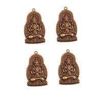 Uonlytech 1 jeu Porte-Clés Suspendu Guanyin Bodhisattva Ornements Artisanat Bouddhiste Pendentifs Rétro Bouddha Bijoux DIY Décoration Pendentif Guan Yin Ornement Bouddhiste 4 pièces