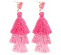 Uonlytech 1 paire de boucles d'oreilles à pompons pour filles et femmes - Boucles d'oreilles pendantes bohèmes, style ethnique, élégantes, accessoires d'été à franges pour un look