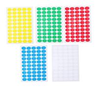 Uonlytech 10 Feuilles Étiquettes Autocollantes Colorées Lot de Rouge Jaune Bleu Vert Blanc Autocollants Ronds Adhésifs pour Maison et Bureau pour Scrapbooking et Décorations Festives