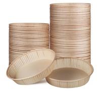 Uonlytech 100 Mini Moules à Tartelettes Ronds en Papier Beige 4 Pouces pour Cuisson au Four et Micro-Ondes Résistants aux Graisses Moules à Pâtisserie pour Tartes Quiches et Desserts