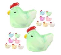 Uonlytech 100 pièces Lot de Mini Figurines Poulet Résine Lumineuses Petits Poussins Décoratifs pour Jardin Micro Paysage et Maison Ornements de Table Éclatants
