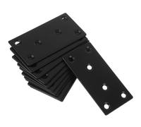 Uonlytech 12 Pièces Équerre Plate Noire en Acier Inoxydable Résistante à l'usure Structure à Plaques Droites et Multiples Trous pour Fixation Fiable de Meubles