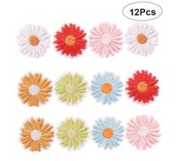 Uonlytech 12 pièces Lot de Patchs Autocollants Marguerites Écussons Brodés pour Vêtements Garçon Fille et Accessoires DIY Réparations et Décorations Textiles