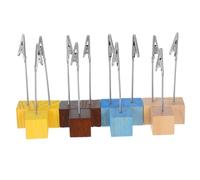 Uonlytech 12 Pièces Porte Memo Clips avec Base Cube Bois Lot Pince Crocodile Unique Support Polyvalent pour Photos Cartes Notes Bureau et Événements