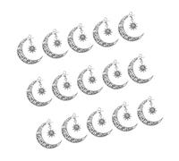 Uonlytech 15 Pièces Pendentif Soleil Lune Croissant Charmes De Lune Céleste Collier Lune or Phase Charmes Du Plaqué Anneau De Lune Chaîne De Lune Alliage Silver