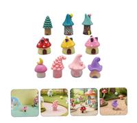 Uonlytech 16 Pièces Miniature Mushroom House Figurines Resin Fairy Garden Decor for DIY Dollhouse Terrarium Cake Topper Micro Landscape Accessories