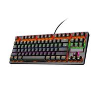 Uonlytech 1pièce Clavier Mécanique Punk Ergonomique Touches avec Éclairage Arc-Ciel pour Jeux Et Bureautique Noir