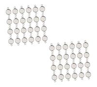 Uonlytech 2 Ensembles Pendentifs Acier Inoxydable Pour Bijoux Diy Base De Cabochon Ronde À Double Boucle Accessoires Artisanaux Élégants Et Mode 50 Pièces * 2