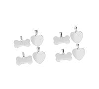 Uonlytech 2 Ensembles Pendentifs Vides Acier Inoxydable Pour Gravure Lot De Formes De Coeur Et Os Accessoires De Bricolage Diy Avec Anneaux De Suspension 4 Pièces * 2