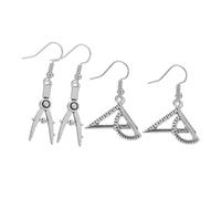 Uonlytech 2 paires Boucles Oreilles Architecte Créatives Pendantes Compas et Règle Alliage pour Femme Design Unique Mode Casual et Soirée