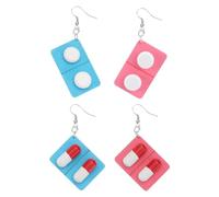 Uonlytech 2 paires Boucles Oreilles Bois Créatives Forme Capsule Pendantes Légères Style Original Vert et Rose Accessoires Mode Femme