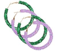 Uonlytech 2 paires Boucles Oreilles Créoles Paillettes Boho Femme Légères et Rondes Boucles Pendantes Scintillantes pour Fêtes et Voyages et Vert