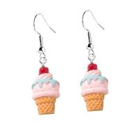 Uonlytech 2 paires Boucles Oreilles Pendantes Créatives Glace Miniatures Légères pour Femmes Design Original Mode Fantaisie Cadeau Anniversaire et Fête