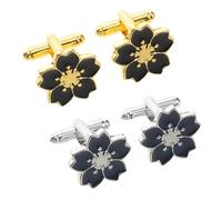 Uonlytech 2 paires Boutons Manchette Femme Classiques Design Fleur de Cerisier Japonais Accessoires Minimalistes pour Chemise Vintage et Élégants pour Tenue de Travail