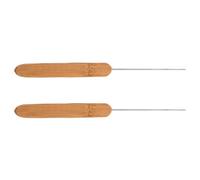 Uonlytech 2 Pièces Aiguille à Enfiler pour Ver de Vase, Poignée Bois | Accessoire Appâtage en Acier Inoxydable, Préparation Rapide, Usage en Eau Salée, Compact à Emporter