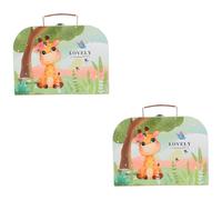 Uonlytech 2 pièces Boîte de Rangement Valise Garçon Fille Carton Décoratif Portable Mallette Multifonction pour Garçon Fille Organisateur Robuste et pour Bureau et Jouets