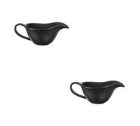 Uonlytech 2 Pièces Bol à Bec Verseur en Céramique Noire avec Poignée | Débit Précis, Base Stable, Nettoyage Facile, Cuisine Maison, Chefs et Pâtissiers, pour Sirops et Crème