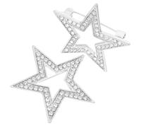 Uonlytech 2 pièces Broche Étoile Cinq Branches Alliage de Zinc Argenté Épingle Brillante et Résistante Accessoire Polyvalent pour Costumes Châles et Sacs Lot pour Femmes et Filles
