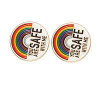 Uonlytech 2 pièces Broche Métallique Arc-ciel Émail You Are Safe With Me Badge Décoratif pour Vêtements Sacs et Accessoires