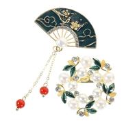 Uonlytech 2 pièces Broche Vintage Épingle Alliage Fan Ronde Élégante pour Femme et Fille Accessoire Délicat pour Vêtements et Cadeau