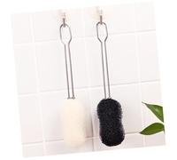 Uonlytech 2 pièces Brosse Nettoyage Biberon Inox avec Manche Long Ergonomique Brosse Recurer Polyvalente pour Verre Bouteille et Tasse pour Zones Difficiles Accès Noir Classique