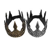 Uonlytech 2 pièces Couronne Médiévale PU Souple Doré Argent Décoration Cosplay Roi Accessoire Fête Anniversaire
