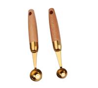 Uonlytech 2 pièces Cuillère à Melon Inoxydable avec Manche Bois Sapele Ustensile de Cuisine Pratique pour Maison Restaurant et Bar pour Creuser et Former des Billes de Fruits