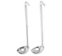 Uonlytech 2 pièces Cuillère à Soupe Inox Compacte avec Crochet Cuillère à Servir et Écumoire pour Cuisine Poignée Ergonomique Antidérapante Ustensiles Durables pour Cuisson et Service