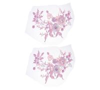 Uonlytech 2 Pièces Décalcomanies De Dentelle Décoratives Patchs De Broderie De Fleurs Applique De Dentelle De Fleurs Tissu De Broderie Strass De L'eau Lavande