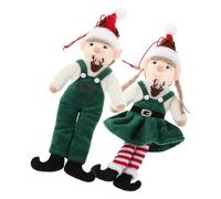 Uonlytech 2 pièces Décorations Sapin Noël Poupées Peluche Suspendues Douces Fantaisie pour Maison Fête Hivernale Garçon Fille 2pcs