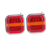 Uonlytech 2 Pièces Feux Arrière LED Carrés pour Remorque Éclairage Multifonction Étanche avec Feux Stop Clignotants et Veilleuses Intégrés Compatibles Camion Suv et Camping car Remplacement