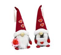 Uonlytech 2 Pièces Figurines GNOME Romantiques Saint-Valentin Décorations Festival Douces et Moelleuses Ornements Cœur pour Cadeau Amoureux Femme