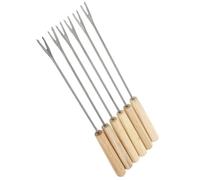 Uonlytech 2 Pièces Fourchettes à Fondue en Acier Inoxydable Manche en Bois de Chêne, Fourchette Fromage, Couleur Kaki, Portables, pour Pique-niques et Événements