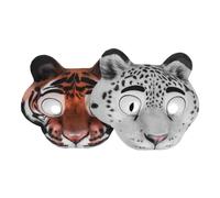 Uonlytech 2 pièces Masque Animal Demi-visage Tigre et Léopard EVA Léger pour Carnaval Halloween Fêtes Costumées et Événements Plein Air