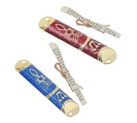 Uonlytech 2 pièces Mezuzah Porte Décorative avec Parchemin Sacré Étui Peint Bleu et Rouge Ornement Religieux pour Bénédiction Maison et Cadeau Traditionnel