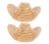 Uonlytech 2 pièces Mini Chapeaux de Paille pour Poupées et Petits Animaux Accessoires Miniatures Décoratifs Légers et Respirants pour Photos et Loisirs Manuels Lot