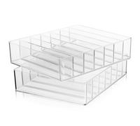 Uonlytech 2 pièces Organisateur de Maquillage Transparent Acrylique Boîte de Rangement Divisée Compartiments Lot pour Vanity et Bureau