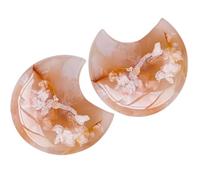 Uonlytech 2 Pièces Ornement Lune en Pierre de Cristal Naturelle, Décoration Maison Élégante, Mini Ornement en Pierre de 5cm, Accessoire pour Photographie et Décoration