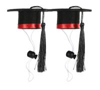 Uonlytech 2 Pièces Petit Chapeau de Graduation Rouge, en Feutre | Design Ajustable, pour Fêtes et Vacances, Léger et Confortable, Pompon, Accessoire Photo