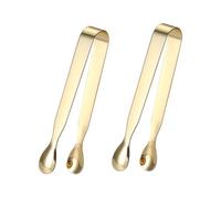 Uonlytech 2 pièces Pinces à glaçons en acier 430 dorées mini pour service alimentaire et sucre lot de 2 pour thé café cocktails et fêtes