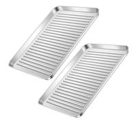 Uonlytech 2 Pièces Plaque de Cuisson en Acier Inoxydable, Argenté | Sûre et Fiable, Ne Se Déforme Pas, Réutilisable, Facile à Nettoyer, pour Four et Pâtisserie